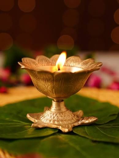 Golden brass diya